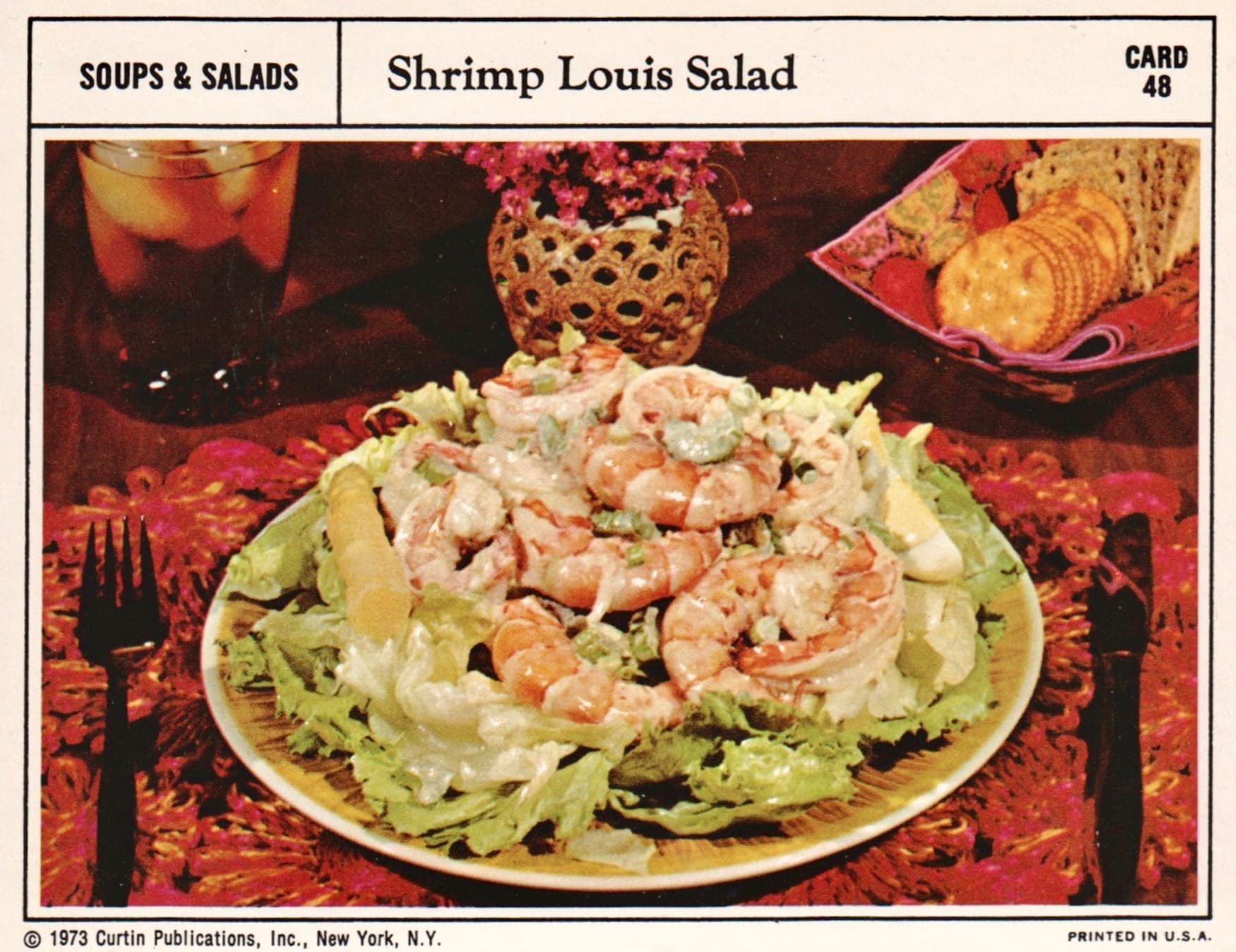 olivier salad - Soups & Salads Shrimp Louis Salad Card 48 1973 Curtin Publications, Inc., New York, N.Y. Printed In U.S.A.